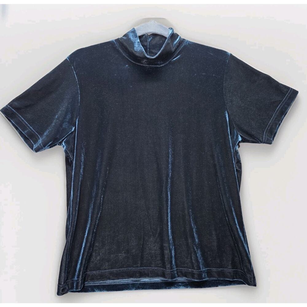 Vtg White Stag L Deep Teal Velvet Mock Neck Top Y2K Whimsigoth Academia Fairy - Picture 2 of 8